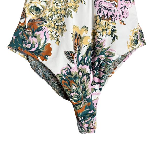 Maaji Jacobean Maia Plunge Floral Paisley Print Reversible One Piece Swimsuit M - Picture 7 of 13